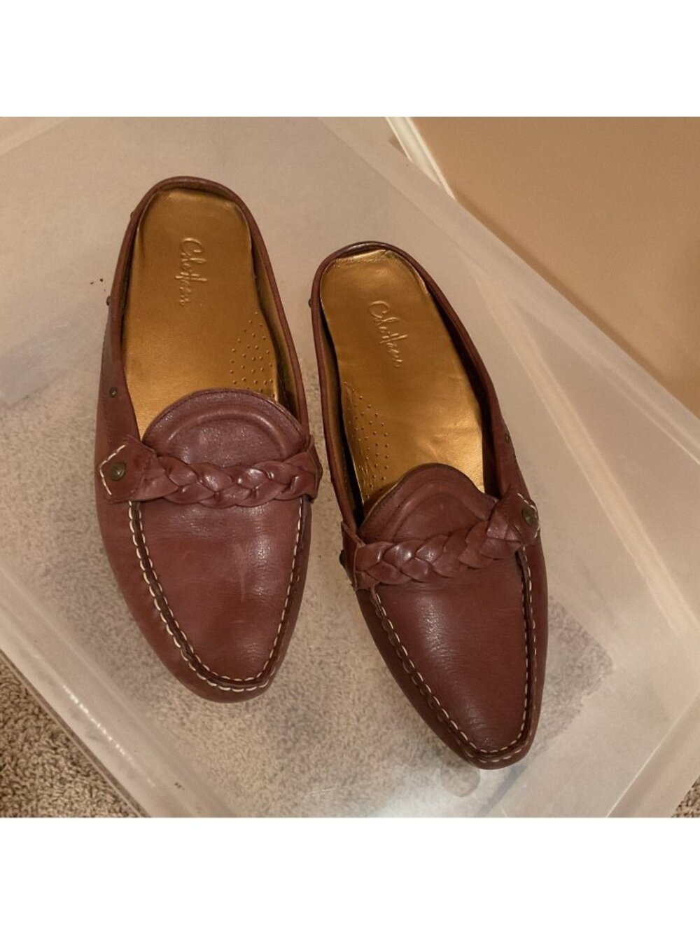 Cole Haan Leather Mule Braided Trim Size 9B
